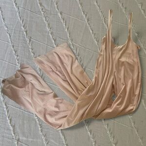 🤍 HOUSE OF HARLOW 1960 • pale pink wide leg flare bell bottom jumpsuit